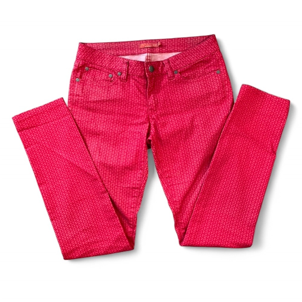 Prana Red Nordic Design Slim Line Mid Rise Organic Cotton Pants Size 27